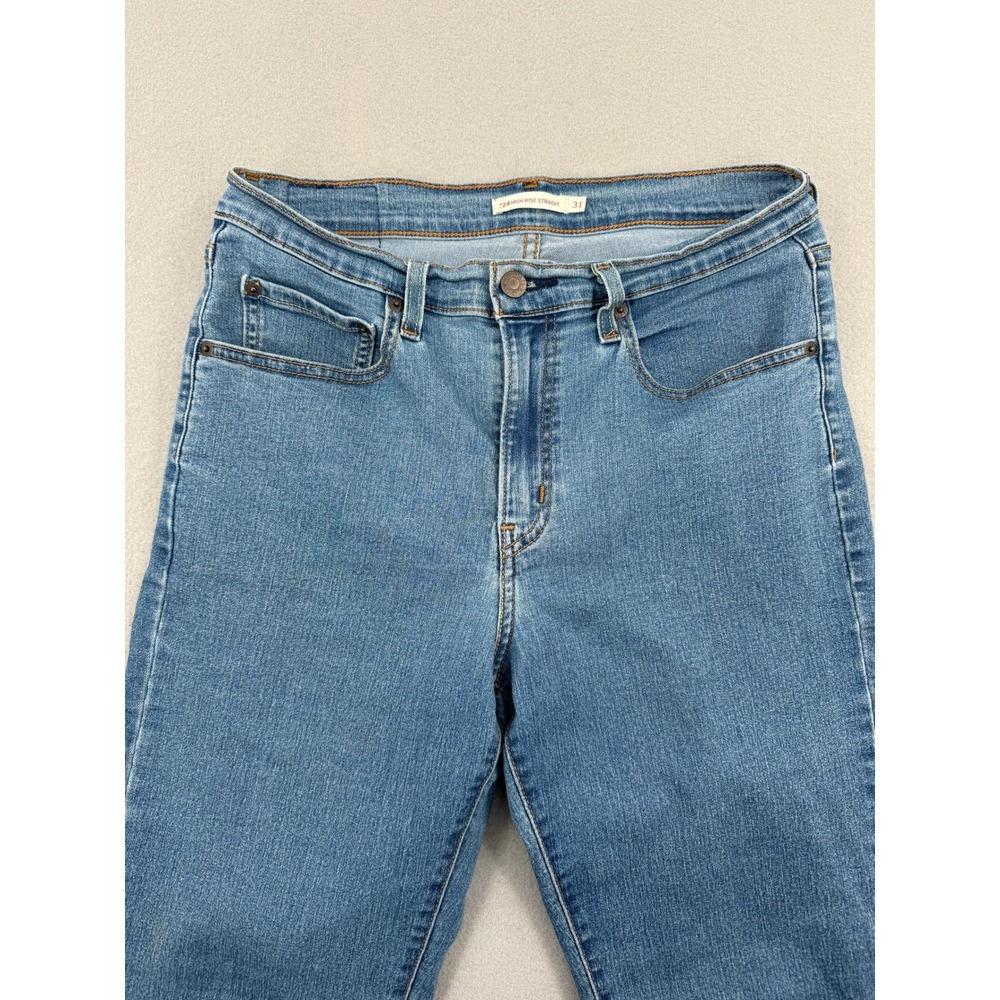 Levis 724 High Rise Straight Jeans Womens 31 (31x27)β Medium Wash Blue Denim - Picture 9 of 13